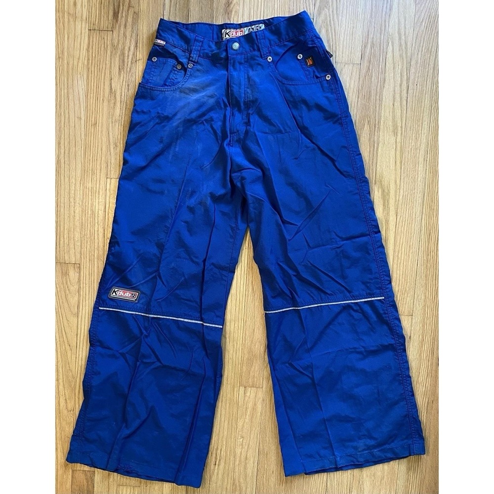 Vintage 90's Y2K KIKWEAR KDUB "SPACE LANDING" NYLON RAVE PANTS, Wide Leg, 32"